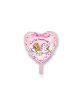 Palloncino Mini Cuore Battesimo Rosa