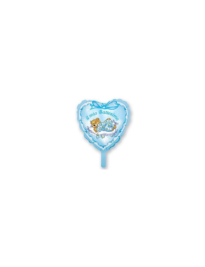 Palloncino Mini Cuore Battesimo Celeste
