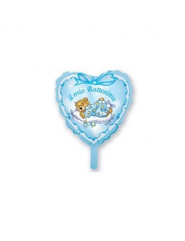 Palloncino Mini Cuore Battesimo Celeste