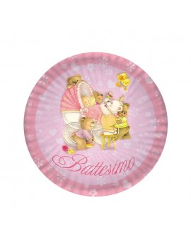 Piatti Ø 18 cm Battesimo Rosa (10 pz)